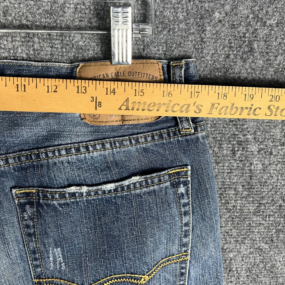 American Eagle Jeans Mens 33 Blue Distressed Straight Leg Medium Wash Denim - Picture 6 of 11